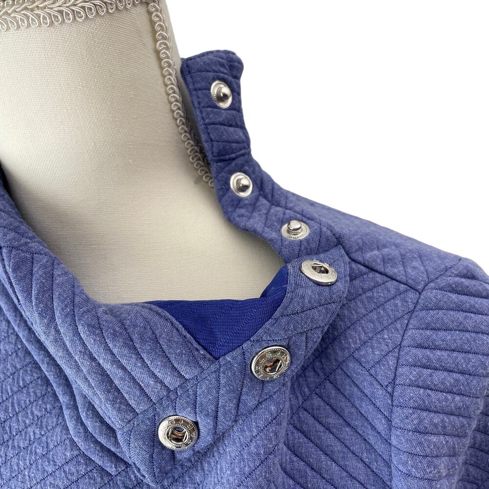 CHICO'S Weekends Sweater Womens Chico 0 or Small Blue Snap-Detail Mock-Neck Top - Picture 6 of 8